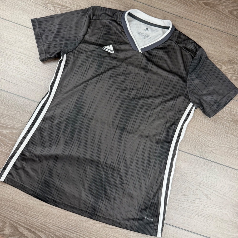 Adidas Womens Soccer Jersey Climalite V-Neck Graphic Black Large